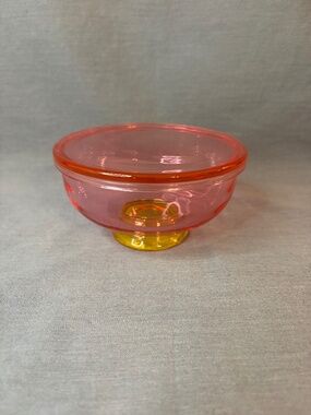 Bullseye Target Pink Yellow Base Glass Acai Bowl Cheese Butter Dome Lid